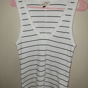 Universal Thread White and Black Striped Tank Top